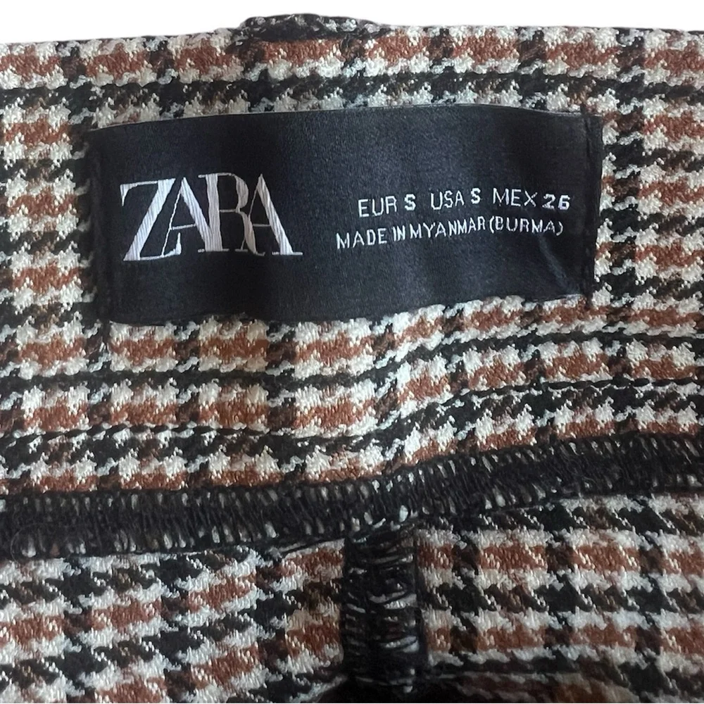 Zara Women’s High Waist Plaid Black, White & Brown Leggings/Pants- Size Small - Picture 12 of 13
